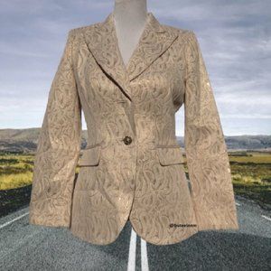 JM Studio Blazer Suit Jacket Size 6 Metallic Fitted Button Front Pockets NWT